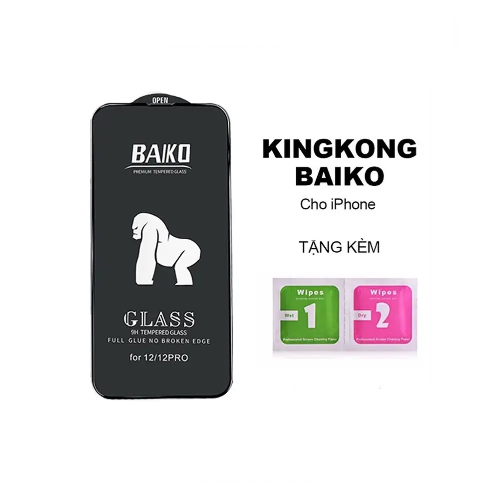 ĐÃ CÓ 17PROMAX ( TRONG SUỐT) Kính Cường lực iphone KingKong BAIKO PHỦ NANO có màng che bụi  full màn iphone 6/7/ 8 plus/ x/ xs/ 11/ 12/ 13/ 14/15/16/17 promax Phụ Kiện
