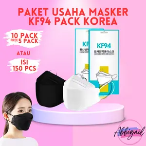 ABBIGAIL 10 PACK BONUS 5 PACK (TOTAL 150PCS) PAKET BUNDLE HEMAT USAHA MASKER KF94 KF 94 PACK KOREA 4PLY 4 PLY BAHAN TEBAL WARNA HITAM PUTIH NYAMAN SEKALI PAKAI 3059