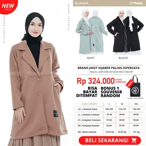 Hijacket Shafa Series Bahan Quilted Knit Jaket Wanita Muslimah Lengan Panjang Terbaru