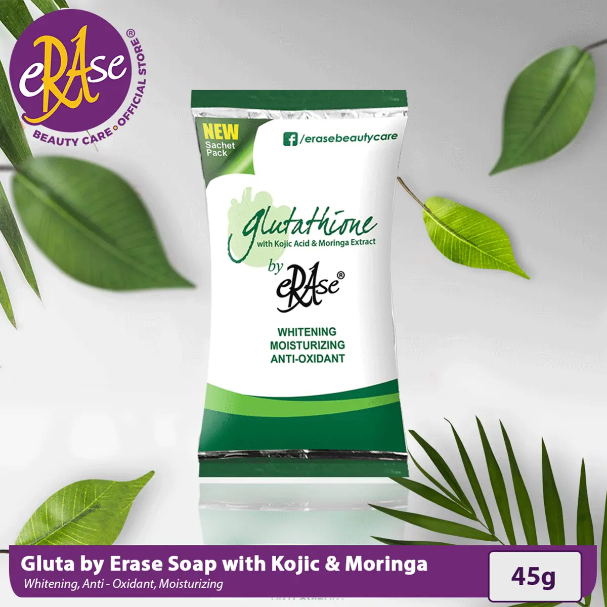 GLUTA BY ERASE SOAP with Kojic Acid and Moringa Extract 45G