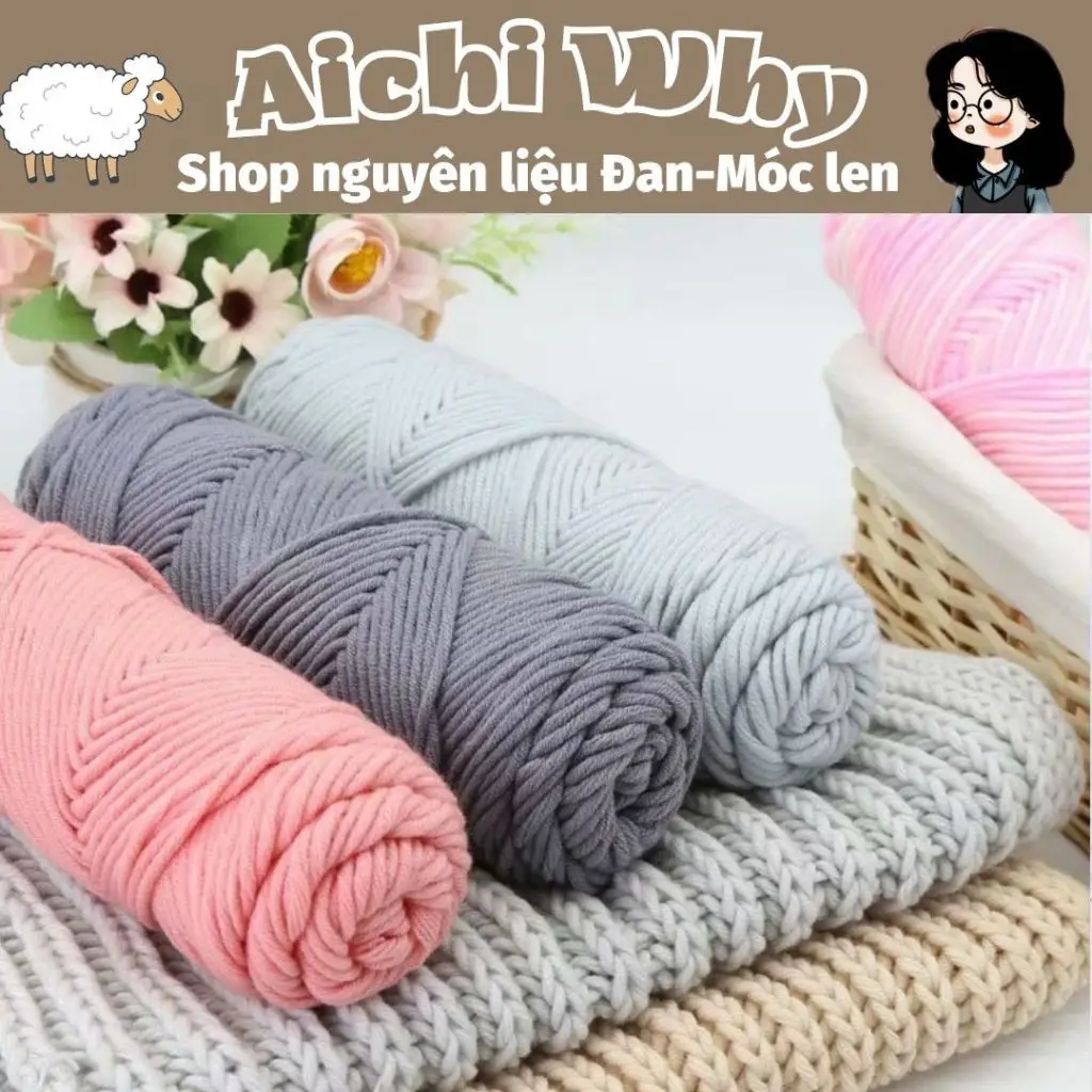 Len Cotton Love dùng đan khăn,áo 100g/1c nhiều màu