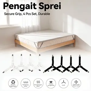 4 Set Pengait Sprei Anti Lepas - Pengait Sprei Kualitas Tinggi, Penjepit Matras 100cm x 200cm, Pengait Sudut Sprei 90°, Alat Fiksasi Sprei Kaku, Penjepit Sprei Bed Terbaik