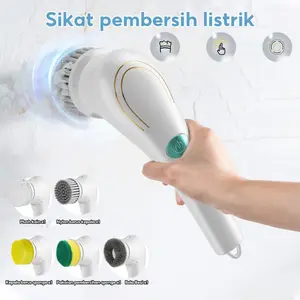 Pembersih Elektrik Nirkabel 7-in-1, Alat Pembersih Multifungsi Kamar Mandi & Dapur, Portable Tahan Air, 5 Head Brush, Model [Model Name], Panjang [Panjang cm], Lebar [Lebar cm]