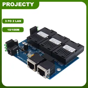 Media Converter 3 Port FO 2 Port LAN 10/100M Switch Fiber 3 FO 2 LAN
