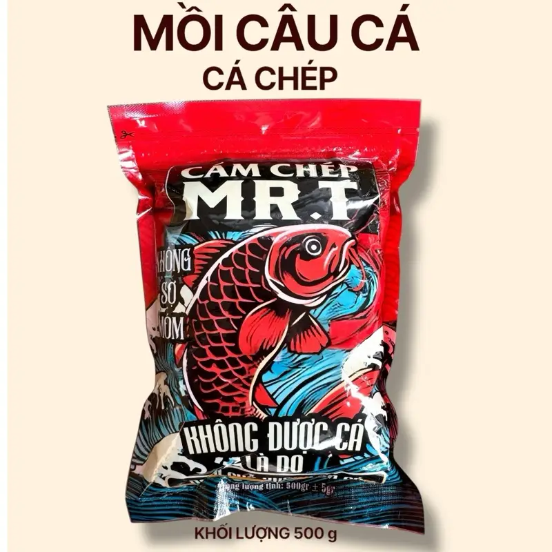 MR.T Cám Chép Mr.T -  Mồi câu cá chép -  - Mồi câu cá chép hiệu quả 500g - Protein 20-30% - Hương sữa ngọt - Tiện lợi với bông tuyết - Cho câu tự nhiên & sông - 1