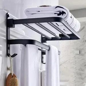 Rak Dinding Kamar Mandi Gantungan Handuk Double Layer Aluminium Minimalis
