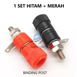 Binding Post Female Connector 4mm Terminal Banana Plug 1 Set hitam dan merah