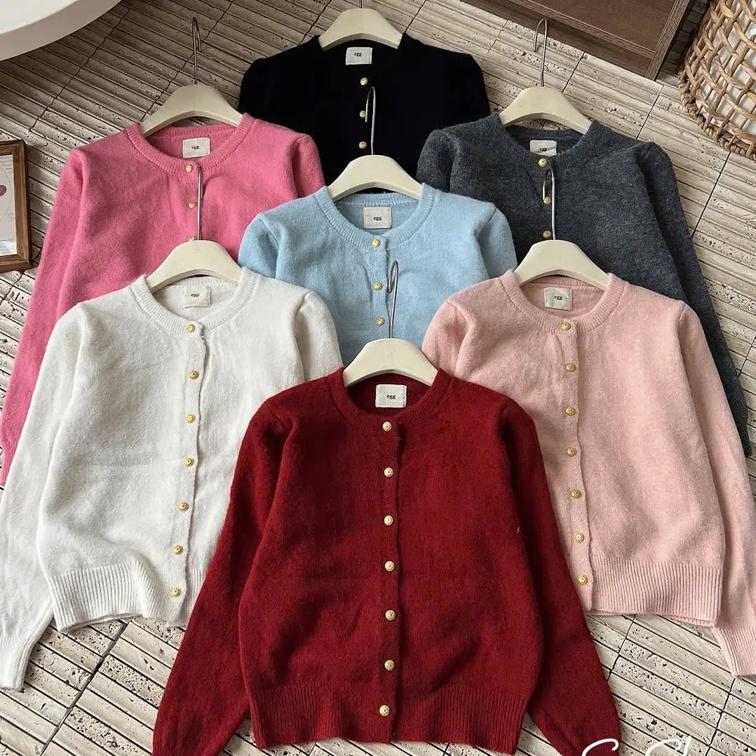 Áo Khoác Len Nữ Cardigan EGG Cúc Đồng Hàng QC Chất Dày Mềm Lynmostore