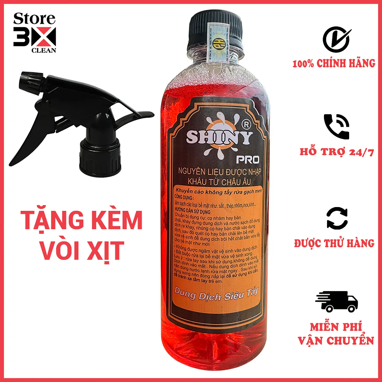 Nước Rửa Xe Tẩy Lốc Máy Shiny Màu Đỏ 500ml - 1