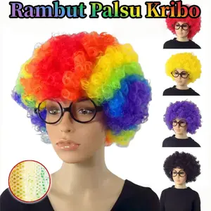 Rambut Palsu Kribo Badut 5 Warna Allsize Wig Cosplay Pesta Funky Untuk Pertunjukan
