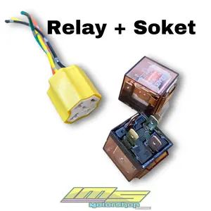 Relay Kaki 4 Transparant Set Socket Keramik Kabel 4 Untuk Klakson Lampu Dll