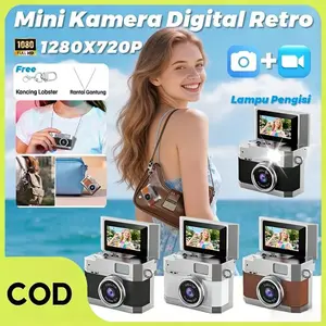 【COD】Kamera digital retro ultra-mini, kamera jempol layar lipat 1080p, dapat digunakan sebagai aksesori kalung, gantungan tas, kamera pintar portabel, cocok untuk penggunaan di dalam ruangan, rumah, luar ruangan, dan acara olahraga. camera
