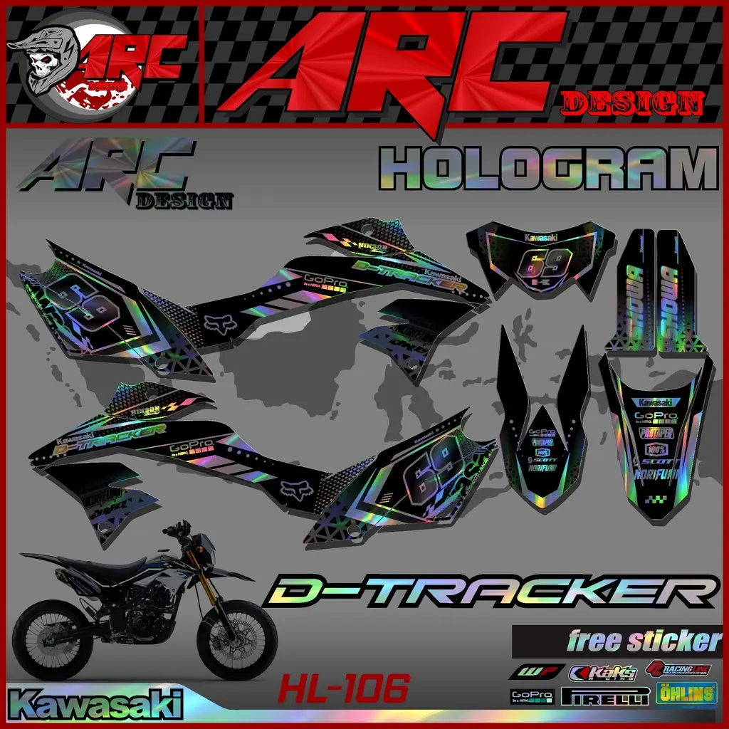 (COD) Sticker Striping Hologram Motor Cross DTRACKER 150 Semi Fullbody ...