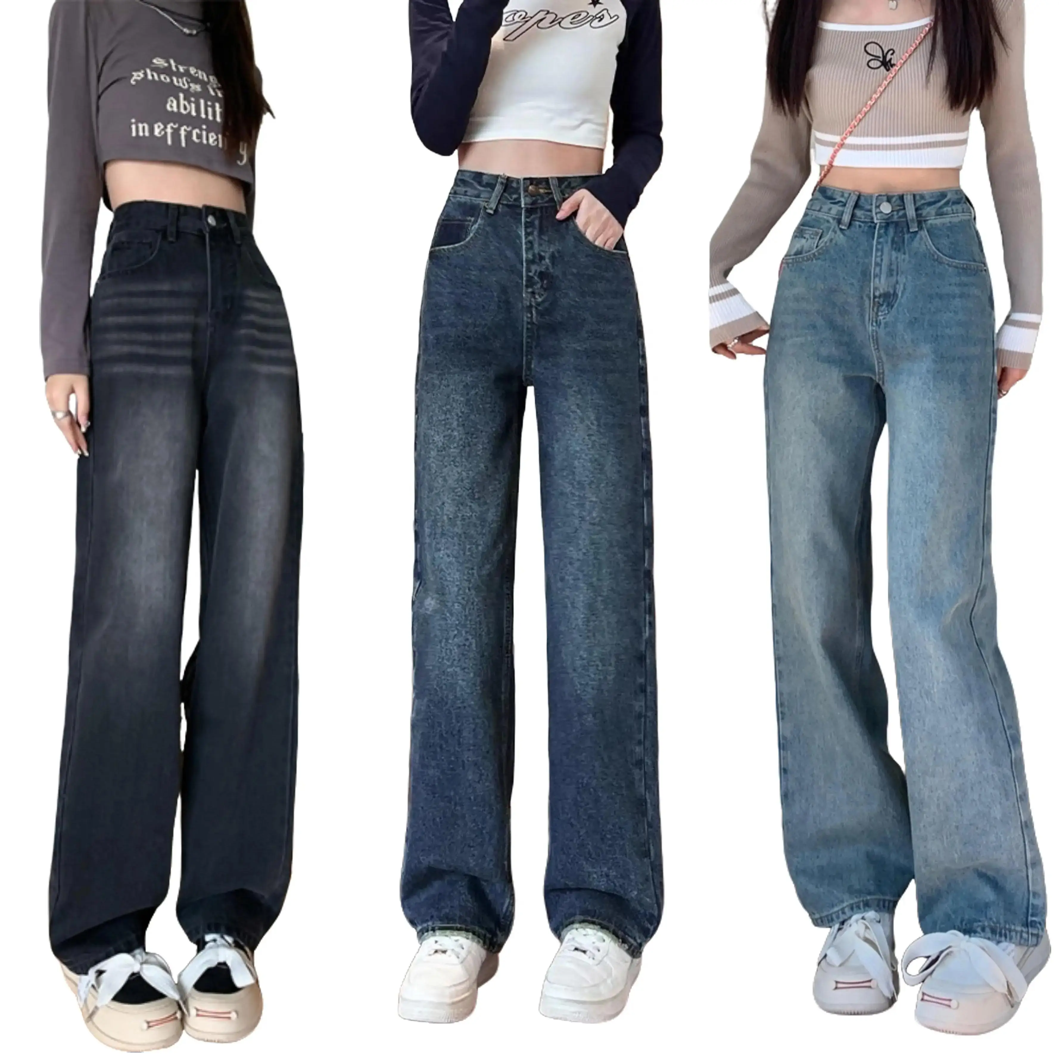 Moli Jeans - Quần jean Suông Ống Rộng BigSize Denim 4542 Quần Jean Ống Rộng Wash Màu, Quần Bò Ống Rộng, Kiểu Dáng Ống Suông Rộng, Quần Bò Nữ Ống Rộng Dáng Xuông Nữ Pants Baggy Women Ong