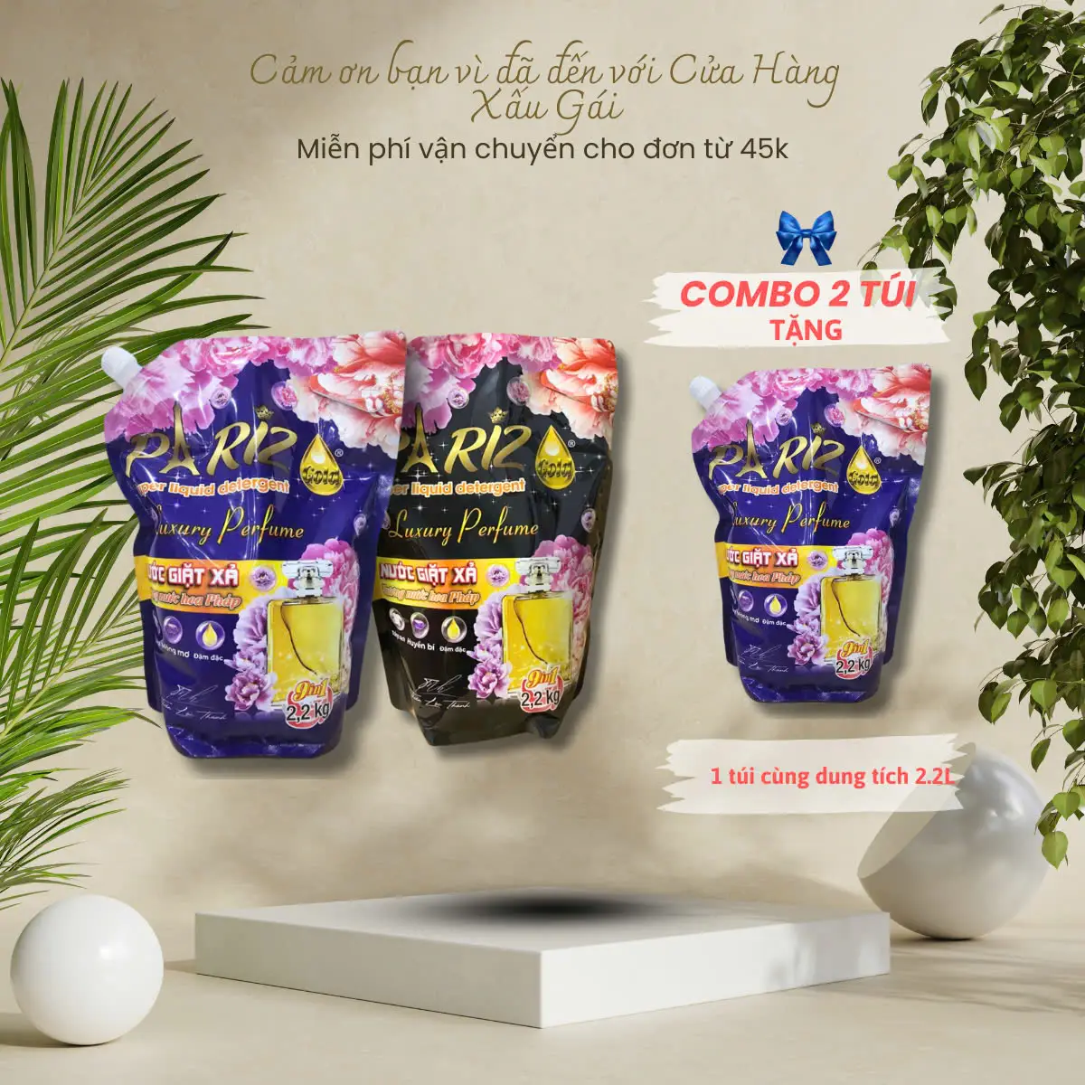 [MUA 2 TẶNG 1] COMBO 3 TÚI - Nước giặt xả Pariz / Paris hương nước hoa túi - Túi nước giặt Pariz/ nước giặt Paris tiết kiệm, thơm dai, Làm Sạch (giao màu ngẫu nhiên)