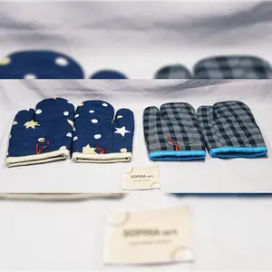 jampel oven cempal kain lamping lap alas penahan tahan panas sarung tangan 1set isi 2pcs