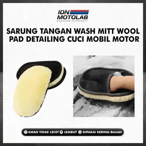 Sarung Tangan Wash Mitt Wool Lambswool Washmitt Pad Detailing Cuci Mobil Motor Premium High Quality