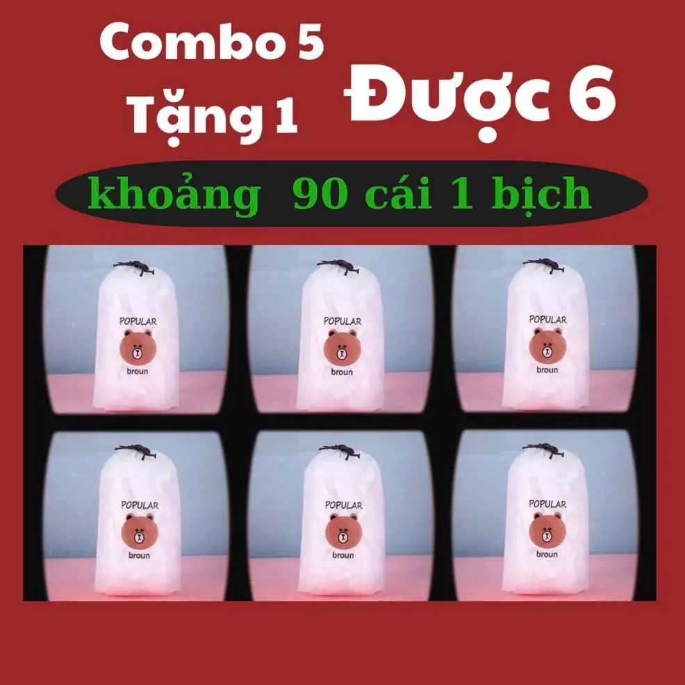 [5 tặng 1] Màng bọc thực phẩm tiện lợi có thun co giãn - khoảng 90 cái 1 bịch - đường kính tô dĩa 20cm trở xuống