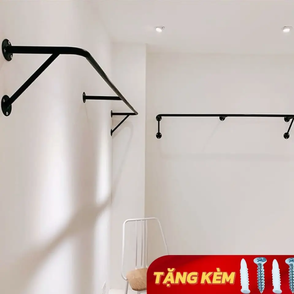[HÀNG LOẠI 1]Thanh U treo quần áo gắn tường [CÓ TĂNG CỨNG X2 CHỊU LỰC] (tặng kèm vít, tắc kê)