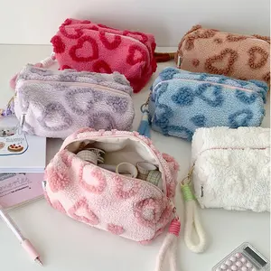 SHINSDAY Pouch Makeup Love Travel Bag Tempat Penyimpanan Serbaguna Tas Kosmetik Tempat Pensil Aesthetic Korean Lucu