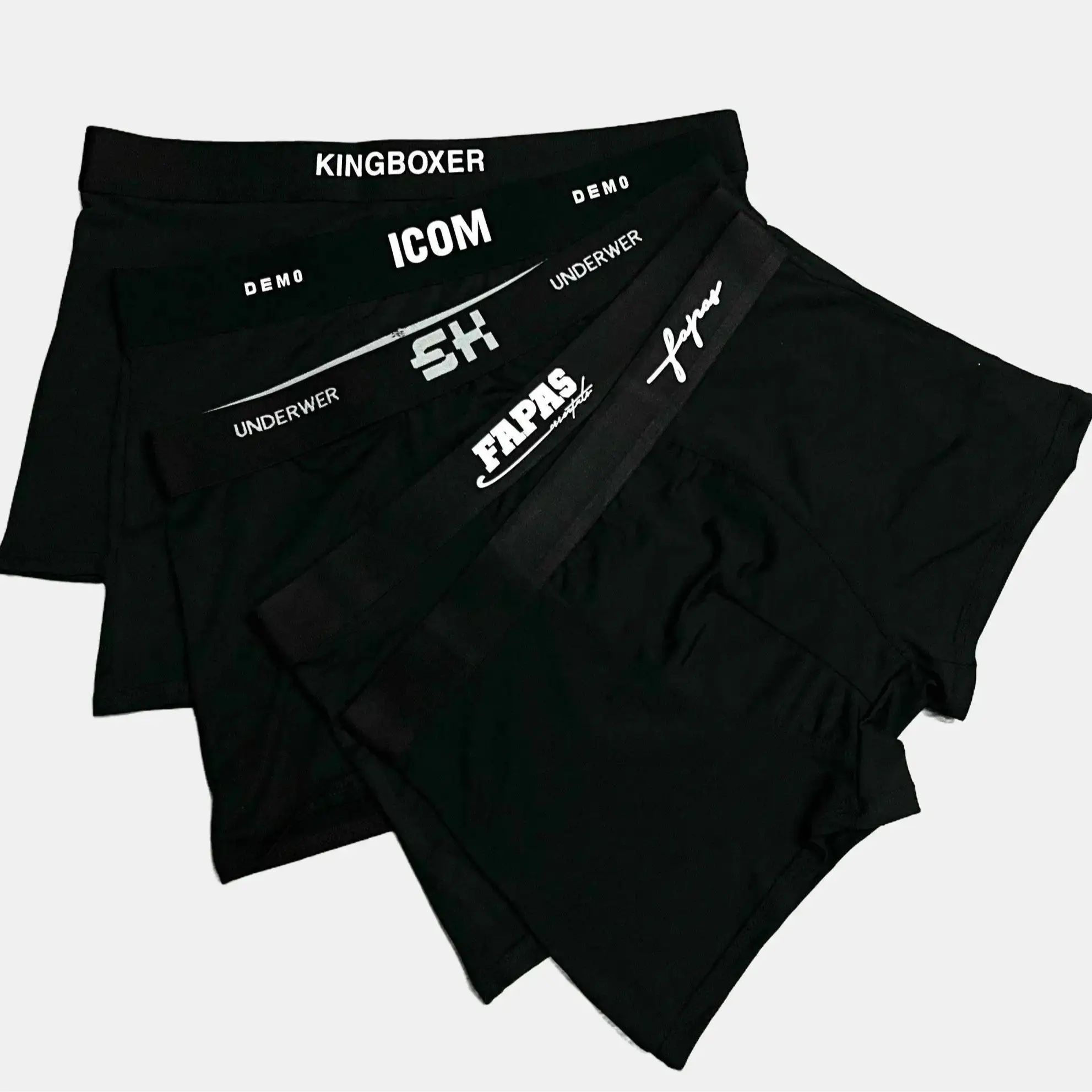 Combo 4 quần sịp đùi Boxer nam Full Đen mix nhiều cạp, quần xì nam chất thun lạnh co dãn thoáng mát 4 chiều, quần lót nam kháng khuẩn Quần Boxer Menswear