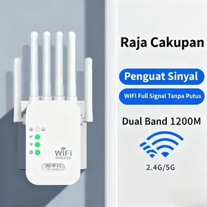 Wifi-Repeate-Wifi-Range-Extender-Router-Penguat-Sinyal-WiFi-Booster-2.4G-Wi-Fi-Ultraboost-Access-Point-Wifi-Repeate-1200-Mbps-Repeater-Signal-Amplifier-Penerima-Pemancar-Sinyal-Alat-Penyambung