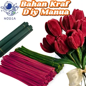 NODIA 100 Pcs Diy Kerajinan Tangan 30cm Kawat Bulu Mercy Pastel Mix Bahan Kraf DIY Manua