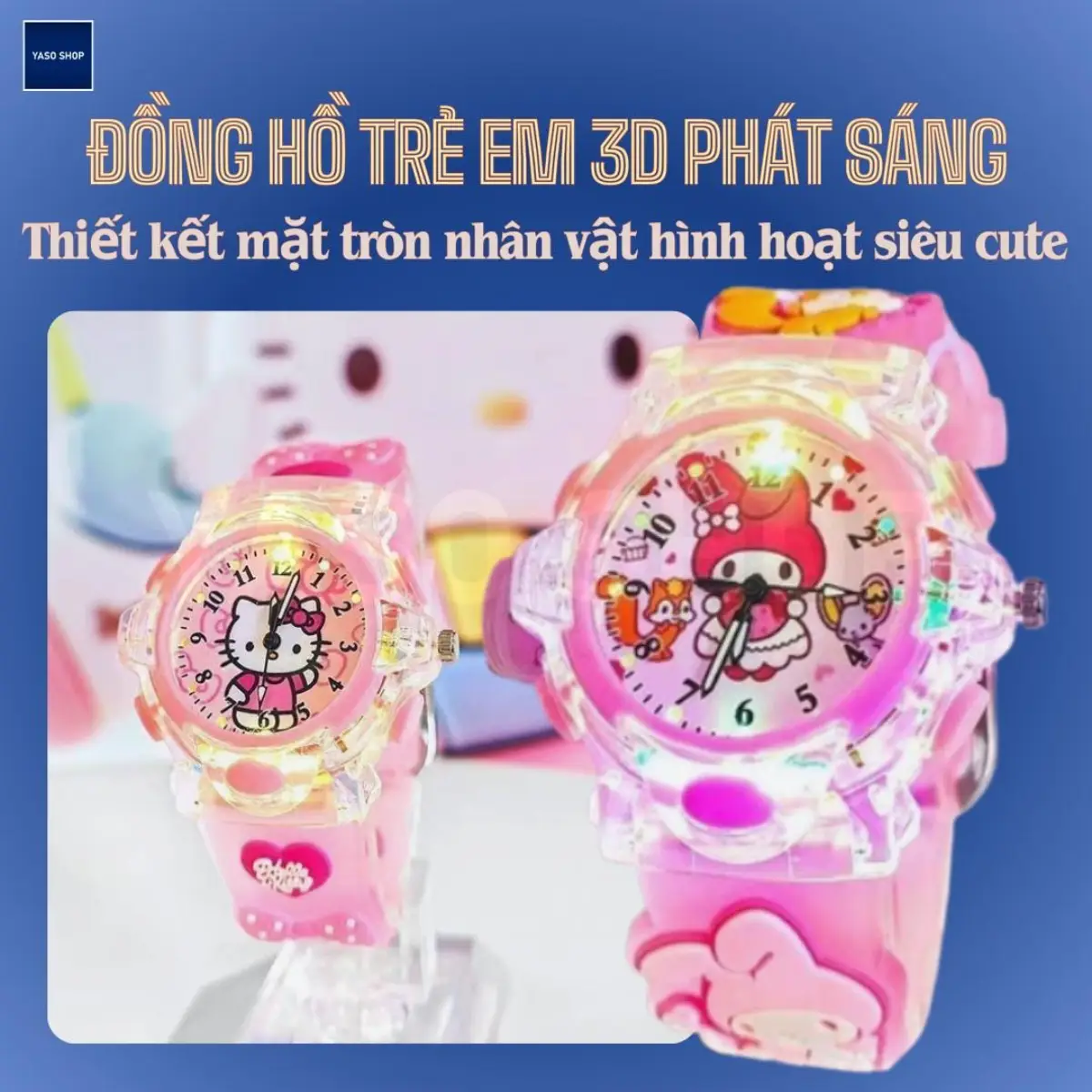 Hoạt Hình Đồng Hồ Đeo Tay Có Đèn led Hình kuromi / hello kitty Nhiều Màu Sắc Cho Bé