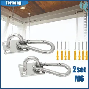 M6 2set Pengait Hammock Stainless Steel - Gantungan Hammock Serbaguna untuk Dinding dan Plafon
