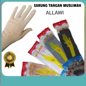 Sarung Tangan Wanita Muslimah Allawi Manset 5jari Haji Umroh Hitam Muslim
