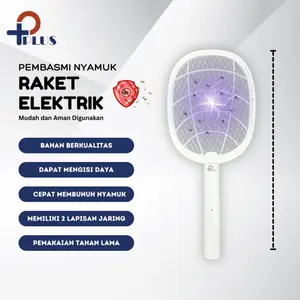 Raket nyamuk listrik Alat pemukul nyamuk elektrik Raket Nyamuk Putih 220v RAKET ELEKTRIK Mudah dan Aman Digunakan RECHARGEABLE