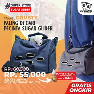 Crusty Travel Pouch Sugar Glider Tupai Landak Mini Cincila