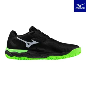Mizuno Wave Enforce Court Padel, Unisex Tennis Shoes, Black / Foliage Green / Glowing Apple - Sepatu Tenis Pria dan Wanita