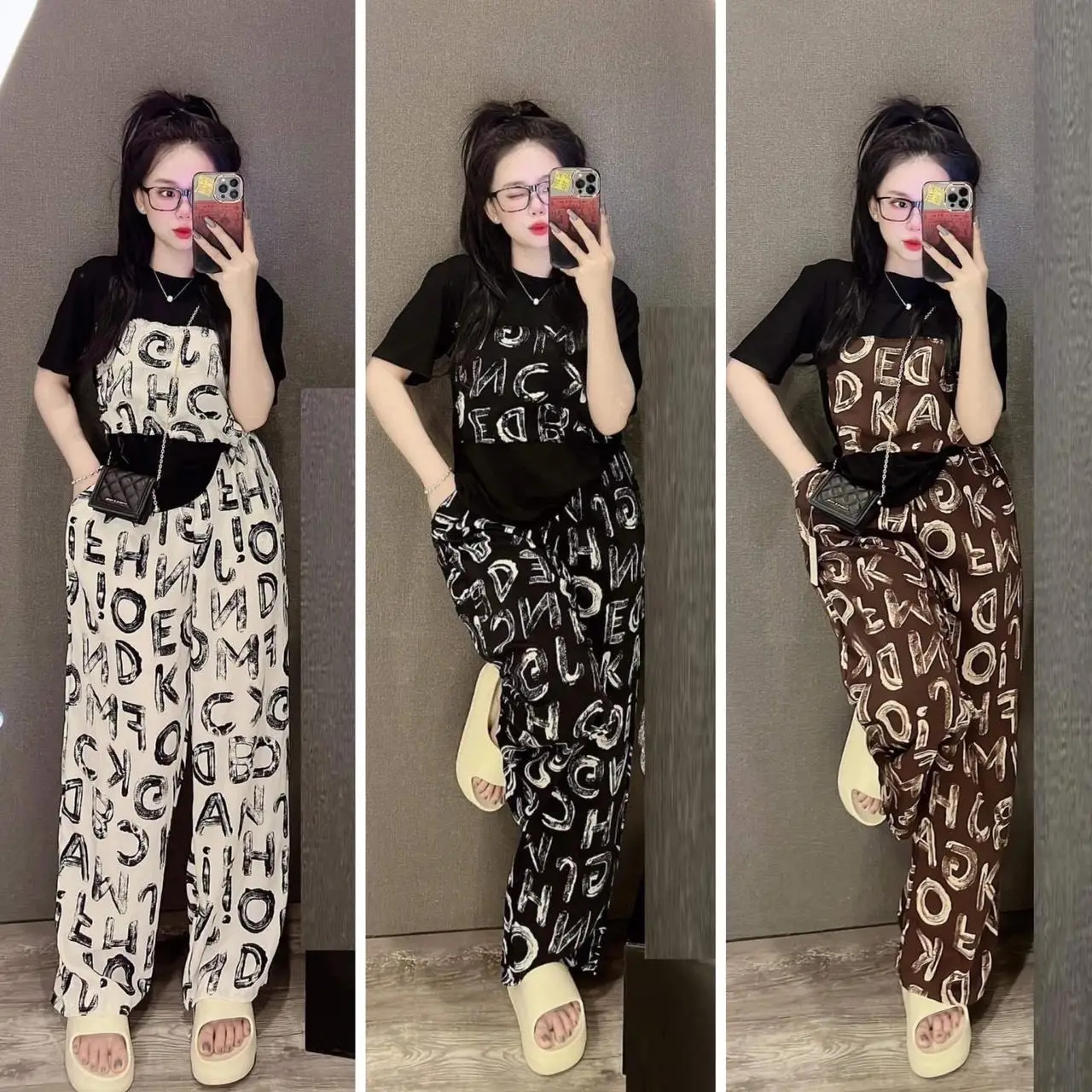 SET ĐỒ BỘ NỮ SUÔNG RỘNG MẶC NHÀ, DÀI ỐNG RỘNG TAY NGẮN DÀNH CHO MỌI HOẠT ĐỘNG Áo Top