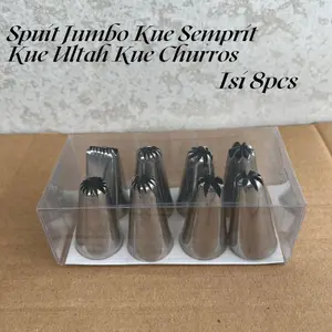 Cetakan Spuit Jumbo Kue Semprit  Kue Churros Isi 8pcs Bahan Stainless