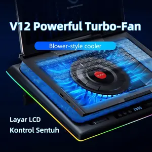 INKAC llano RGB Laptop Cooling Pad V12 Universal with Infinitely Variable Speed 15.6-21in Pendingin Laptop Portable Powerful Turbo-Fan For Macbook Lenovo Kipas Computer