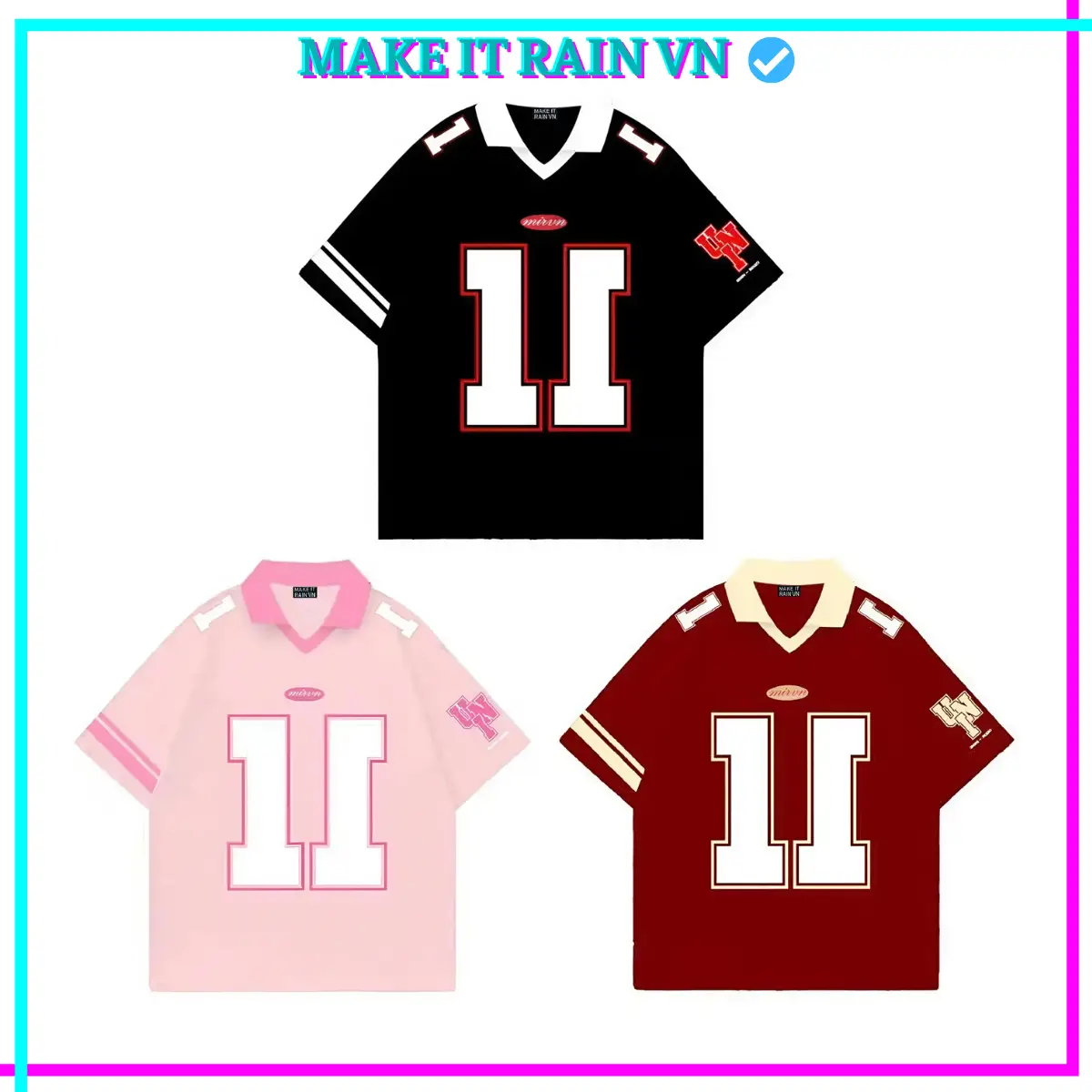 [MUA 3 GlẢM 27K, 2 GlẢM 16K KÈM QUÀ] Áo Polo Nam Nữ SỐ 11 Make It Rain, Áo có cổ trụ Unisex Form Rộng Top Menswear Thể Thao - 1