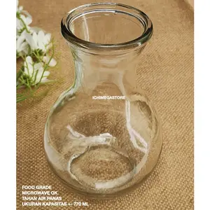 Pitcher Kaca Tanpa Gagang 770 ML Teko Non Handle Vas Bunga Kaca ICHIMEGASTORE