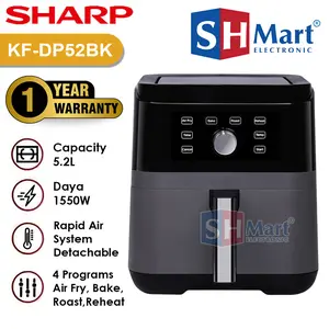 AIR FRYER SHARP 5,2 LITER KF-DP52BK RAPID AIR SYSTEM GARANSI RESMI