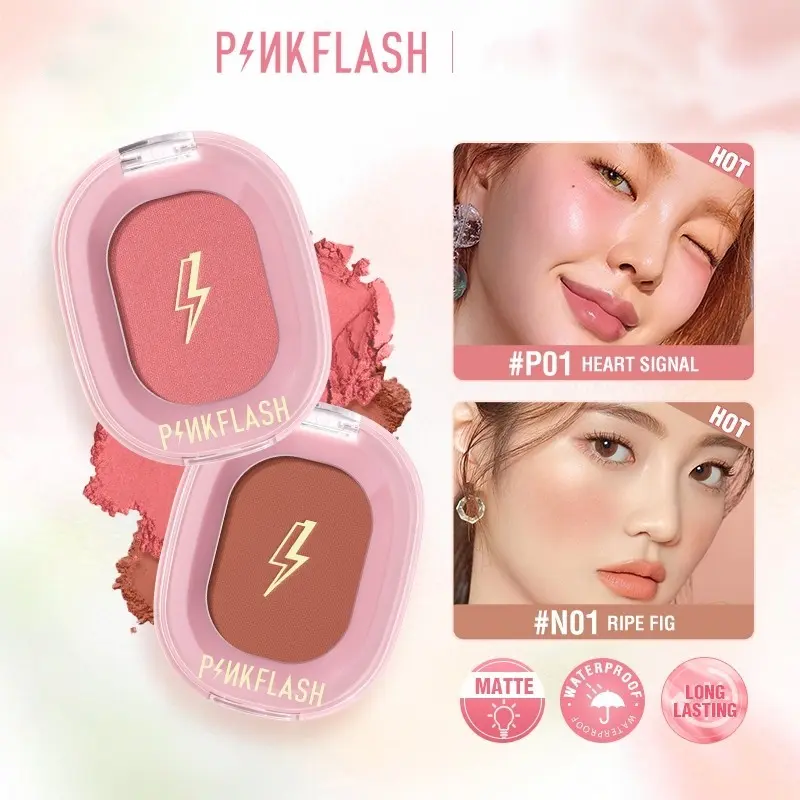 PINKFLASH Powder blusher soft waterproof Natural pink and tender rouge ...