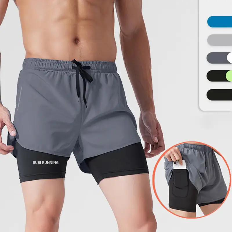 Quần đùi thể thao 2 lớp tập Gym Chạy bộ, quần short thoáng khí thấm hút mồ hôi, co giãn cực tốt. Hàng cao cấp xuất khẩu Nam Sport Đồng Tập Thể Dục Trang Phục - 1