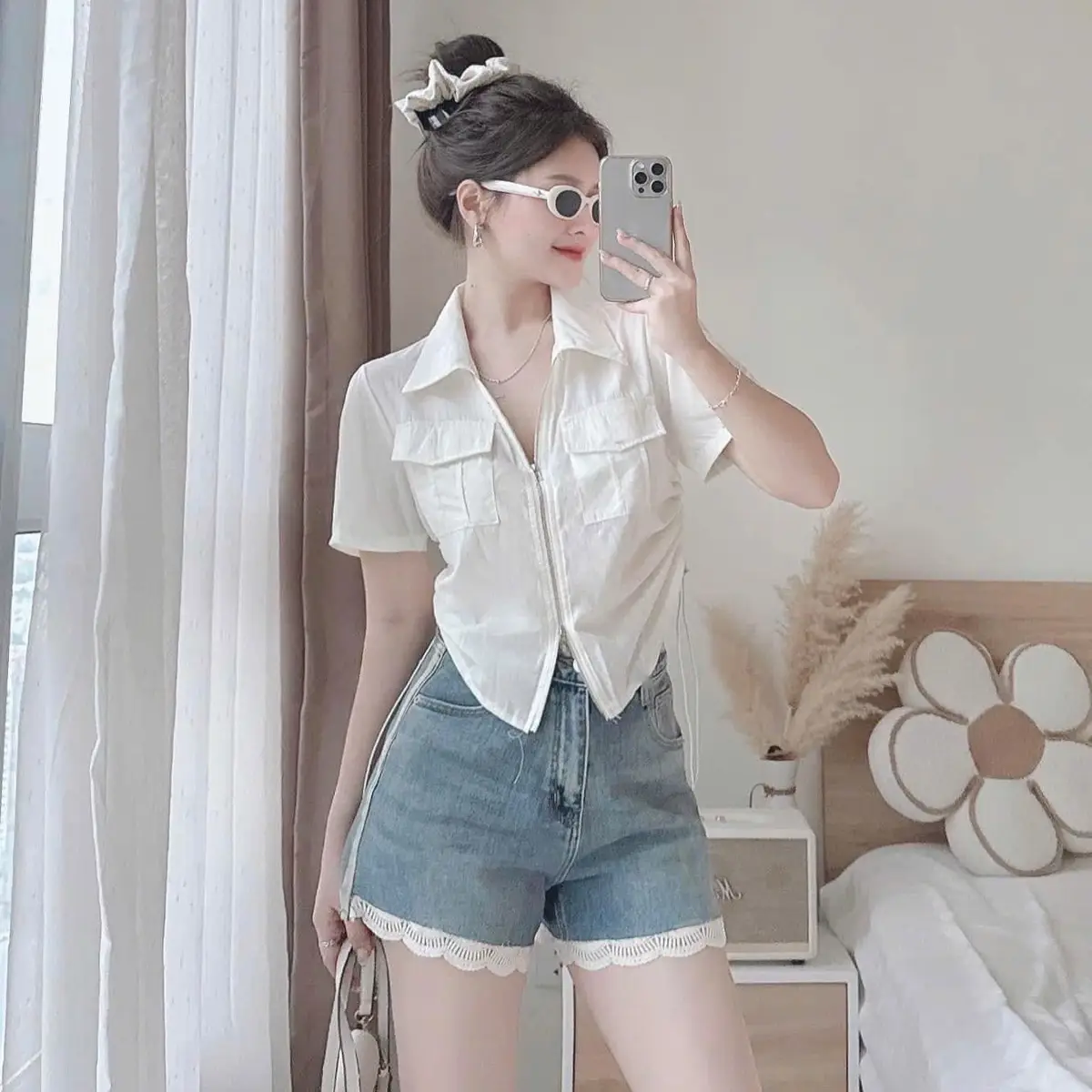 Áo polo nữ Bigsize 50-85kg (554) dây rút eo 2 túi nắp chất liệu thun tăm lạnh mặc mát S2