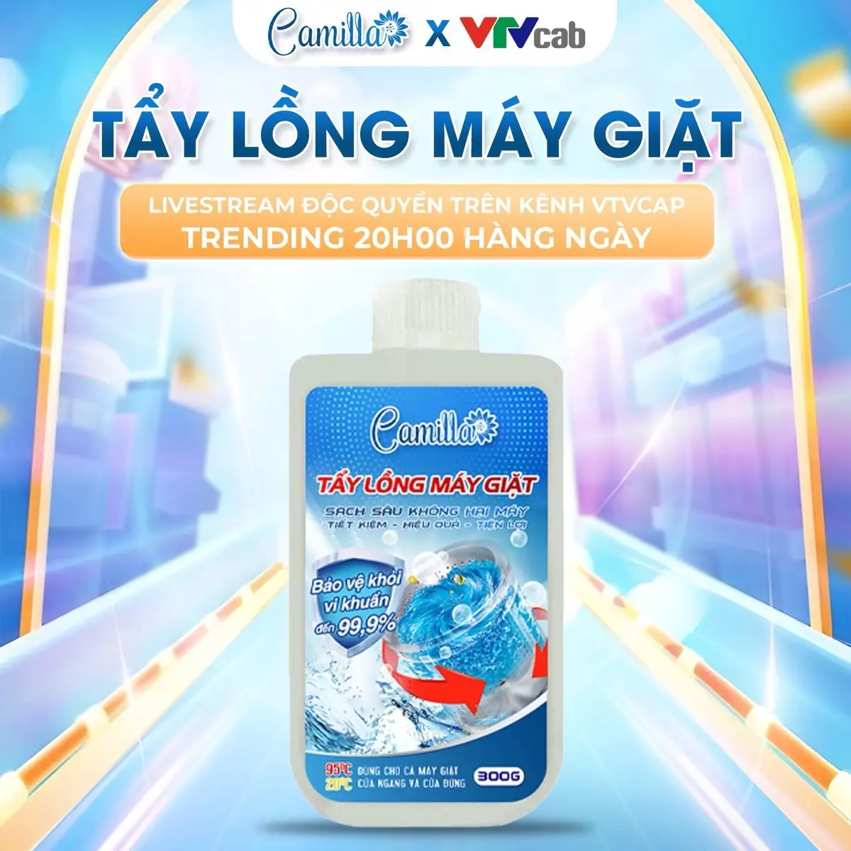 1 Hộp Tẩy Lồng Máy Giặt Cao Cấp Camilla 300Gr giúp làm sạch cặn bẩn hiệu quả, an toàn, sử dụng được cho mọi loại máy giặt  - Hộp 300Gr, dạng bột (MS01)