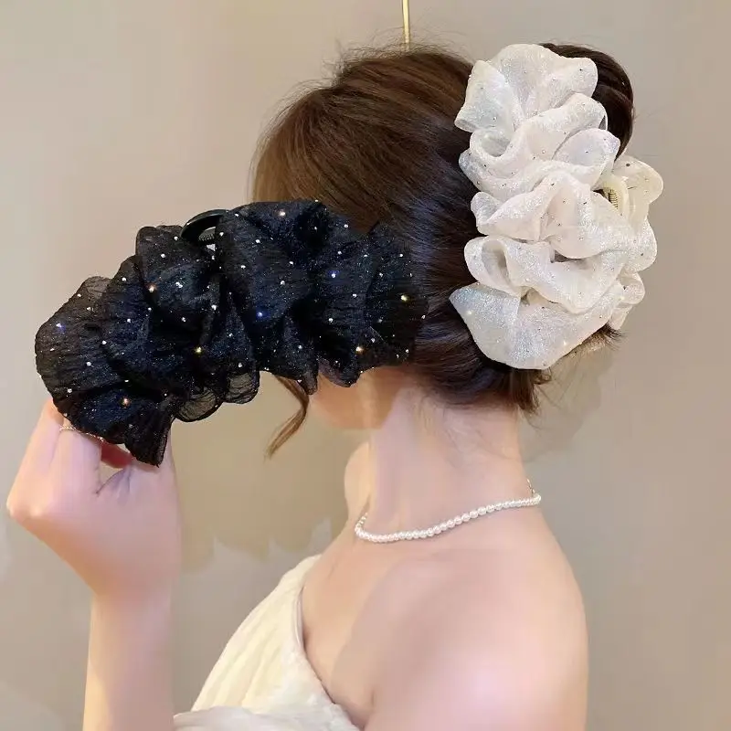 Kẹp Tóc Kim Cương Giả Lưới, Thanh Lịch Và Thời Trang, Dành Cho Nữ, Phong Cách Hàn Quốc, Kẹp Cá Mập Lớn, Kẹp Tóc Cô Gái Thời Trang, Phụ Kiện Tóc - 1