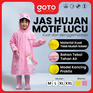 Goto [COD] Ageo Raincoat Kids Mantel Jas Hujan Jubah Anak Balita Motif Lucu