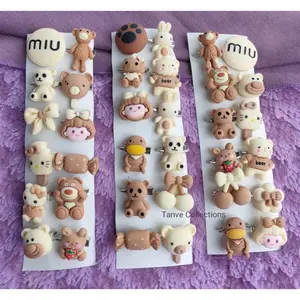 Tanve Collections Lusinan 12pc Bros Lucu Coco Milk & Coklat Plastik Clips Pin Fancy Anak Karakter Random Grosir Murah