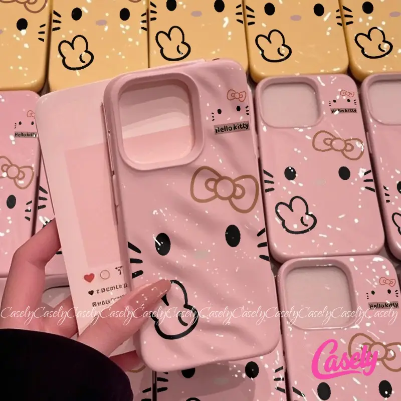 Ốp Lưng Tương Thích Với IPhone 16 17 14 15 13 12 11 Pro Max 16 14 15 6s 6 8 7 Plus Air 7 Plus 8 Plus X XR XS Max SE 2020 Cặp Đôi Biểu Cảm Mèo Kitty Dễ Thương Nhiều Màu Sắc Ốp Lưng Silicon Mềm Bóng Họa Tiết Gợn Sóng