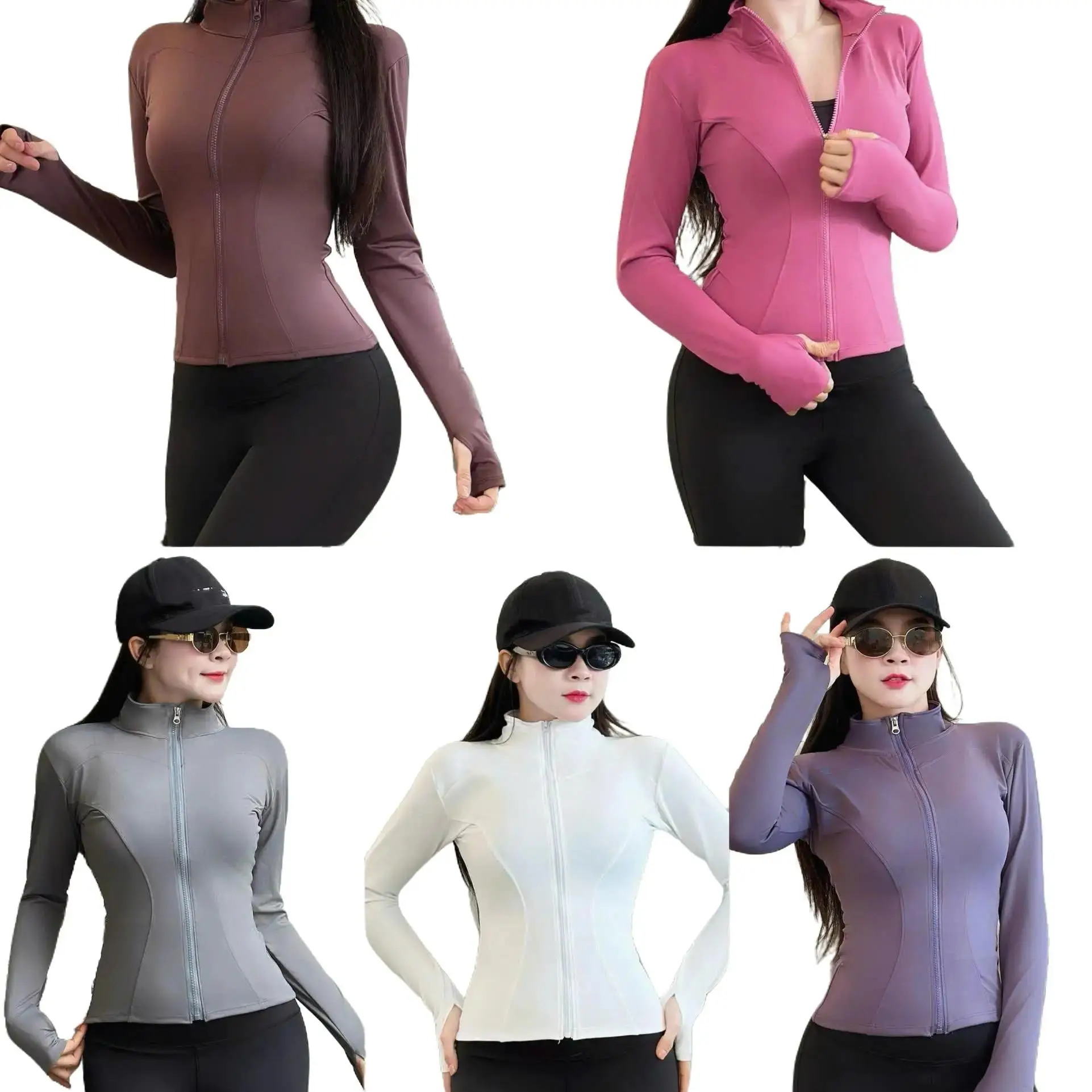 Áo khoác nữ tập gym yoga,  áo khoác thun lạnh không nón ôm sát co giãn thấm hút mồ hôi size 40-70kg YLYSPORT A05 Trang Phục Đồng Sport Chạy Bộ