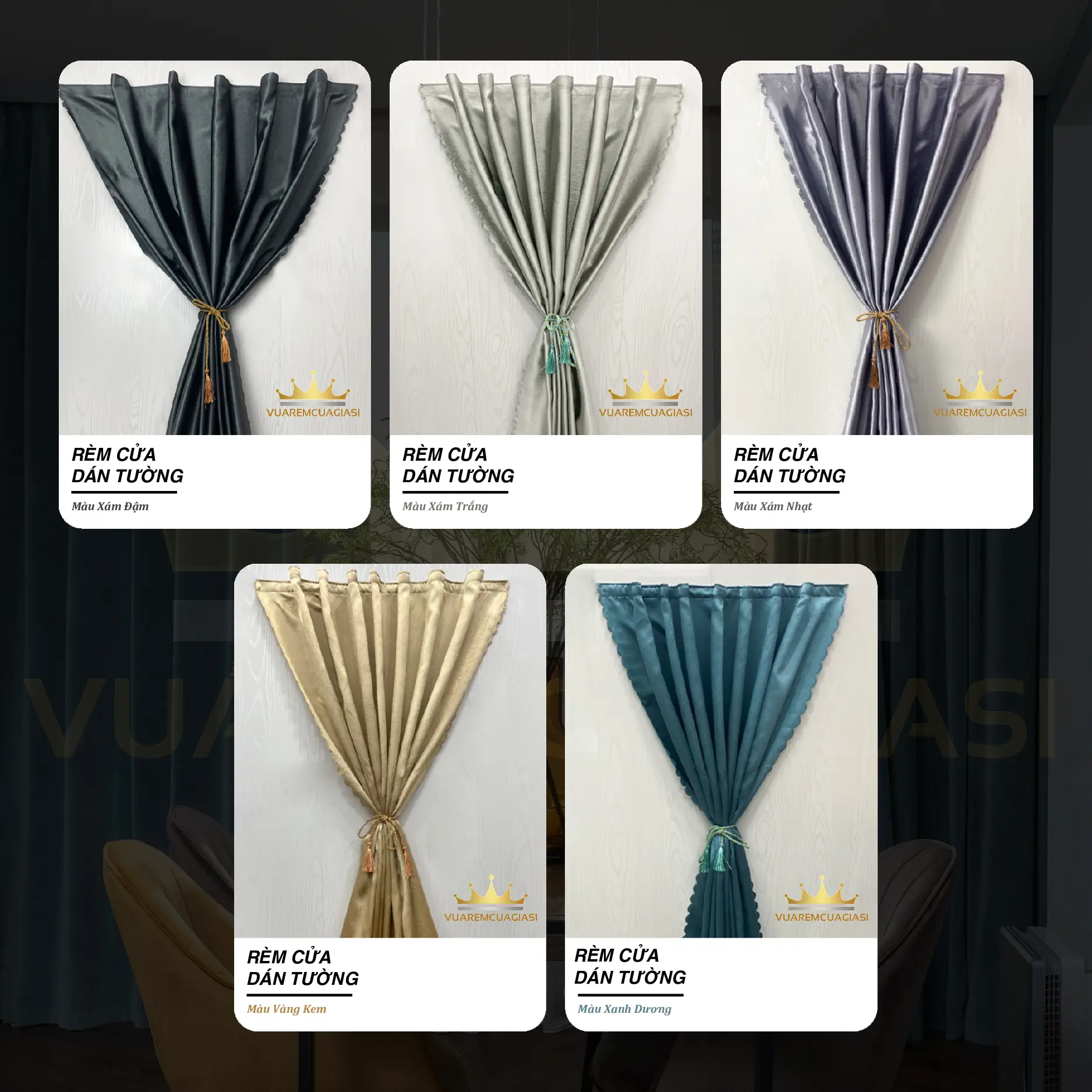 Rèm Cửa Dán Tường Loại 1 Cao Cấp Rèm Chống Nắng Chất Liệu Vải Gấm Dệt Decor Trang Trí Phòng Ngủ VUAREMGIASI VIPMD11 rem dan