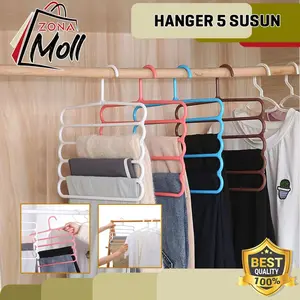 ZM HANGER PAKAIAN 5 SUSUN GANTUNGAN BAJU JILBAB KERUDUNG MULTIFUNGSI